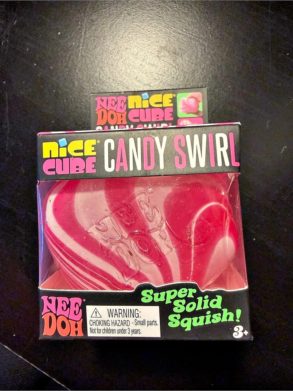 Nee Doh Nice Cube Candy Swirl Super-Soft Squish Toy Pink & White NWT